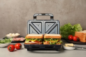Sandwich maker Bestron ASM90XLZ, 900W, 2 sandwich-uri, negru mat - Img 3