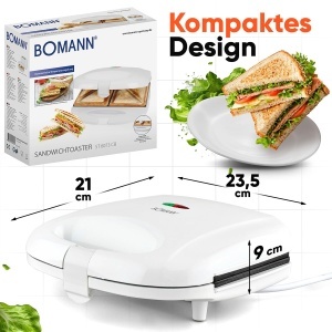 Sandwich Maker Bomann ST 6073 CB Alb Placi Triunghiulare 820W - Img 7