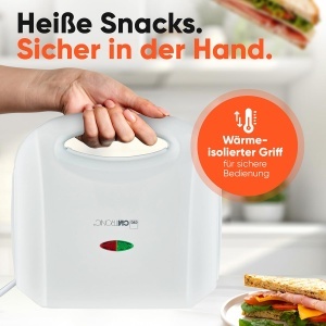 Sandwich Maker Clatronic ST 3813, 820W, Alb, Placi Triunghiulare - Img 4