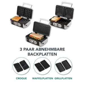 Sandwich Maker DOMO 3-in-1 DO9136C cu Placi Interchangeabile, Antiaderente - Img 3
