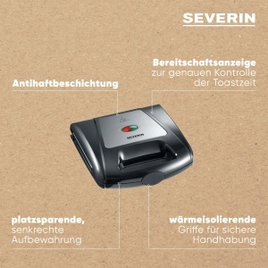 Sandwichmaker SEVERIN SA 2968 3-in-1 1000W Placi Intercambiabile Negru - Img 5