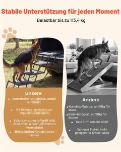 Scara pentru caini VEVOR 4 trepte, suport 113 kg, pliabila, rampa auto - Img 3