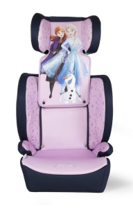 Scaun auto Disney Frozen cu atasament ISOFIX pentru siguranta fetelor de la 100 la 150 cm inaltime cu grafica cu Printesa Elsa, Anna si dragutul Olaf pe violet - Img 3