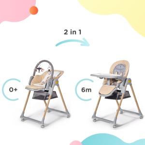 Scaun de masa copii Kinderkraft LASTREE, 2 in 1, gri, cu functie de inclinare - Img 2
