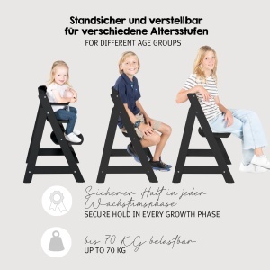 Scaun de masa din lemn Babyhochstuhl Sit Up Flex, negru, cu suport pentru bebelusi, 6 luni - 70 kg - Img 5