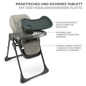 Scaun de masa Kinderkraft TUMMIE 2 in 1, adaptabil, gri - Img 5