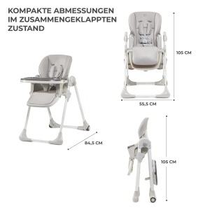 Scaun de masa Kinderkraft YUMMY, ajustabil, 7 inaltimi, gri - Img 9