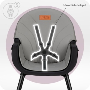 Scaun de masa pentru copii MoMi REKI 3 in 1 Negru - cu inaltime ajustabila si suport pentru picioare - Img 7