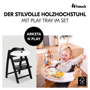 Scaun inalt pentru copii hauck Arketa N Play, Lemn, Negru, Reglabil, 6 luni - 130 kg - Img 2