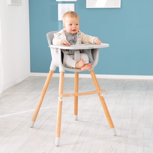 Scaun inalt si scaun pentru copii roba StyleUp Wood, gri, 2in1 - Img 7
