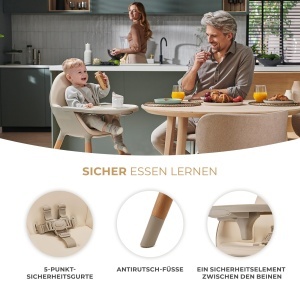 Scaun multifunctional copii Kinderkraft FINI2 2 in 1 lemn de fag bej - Img 6