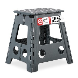 Scaun pliabil Relaxdays, hoker de camping, 150 kg, plastic, gri