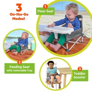 Scaun portabil pentru copii Bright Starts Pop N Sit, gri, 3 moduri, 6 luni - 3 ani - Img 5