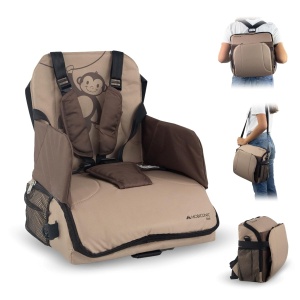 Scaun portabil pentru copii Mobiclinic Kids Monkey pliabil 5 puncte de siguranta culoare beige