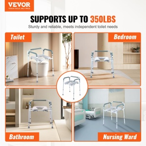 Scaun toaleta VEVOR FBL730211 Reglabil 7 trepte Capacitate 158 kg Eimer 58 L - Img 4