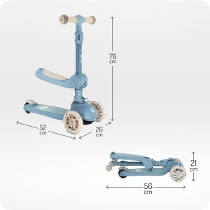 Scooter 2-in-1 MoMi Debe cu Klappsitz, pentru copii, 50 Kg, 3 roti LED - Img 8