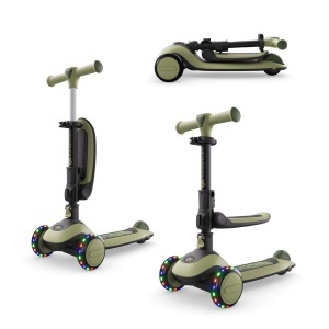 Scooter echilibrat Kinderkraft Halley 2-in-1, inaltime sezut ajustabila 25-33 cm, LED-uri, verde