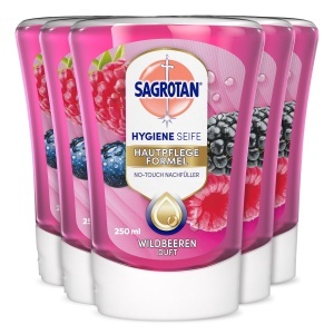 Seif de mana Sagrotan No-Touch Wildbeeren, 5 x 250 ml, cu aroma fructata