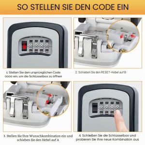 Seif pentru chei GRIFEMA GA1003, 4 cifre, rezistent la intemperii, capacitate 5 chei - Img 4