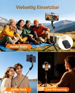 Selfie Stick GRIFEMA cu LED, 107cm, 3 Modi de Lumina, Compatibil cu iPhone si Android - Img 8