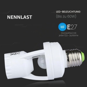 Senzor de Miscare V-TAC VT-8005 pentru Becuri E27, Transparent, 117mm - Img 5