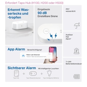Senzor inteligent pentru scurgeri de apa TP-Link Tapo T300 IP67 alarma 90 dB notificari instantanee - Img 3