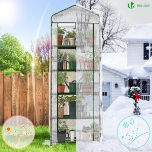 Serra VOUNOT, 5 Etaje, 69x49x193cm, Alb, pentru Gradina si Balcon - Img 3