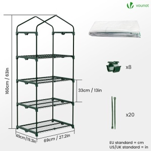 Serra VOUNOT cu 4 Etaje, 69x49x160 cm, Culoare Alb - Img 4