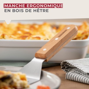 Server pentru lasagna Fackelmann pentru paste, lasagna si quiche - Spatula cu maner ergonomic - Margine dreapta pentru impartirea pieselor - Otel inoxidabil de inalta calitate si lemn de - Img 7