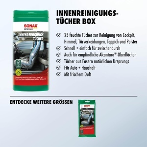 Servetele umede SONAX pentru curatarea interiorului auto, 25 bucati, cu parfum proaspat - Img 3