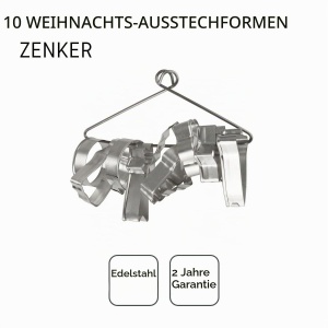 Set 10 Forme pentru Biscuiti Zenker cu Motive de Craciun, Material Alb, Usor de Curatat - Img 4