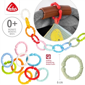 Set 10 inele de prindere Fehn 250510 culori curcubeu pentru jucarii si accesorii copii 0 luni - Img 4