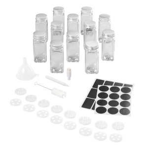 Set 12 Borcane Condimente Metaltex 110 ml Etichete si Accesorii Incluse