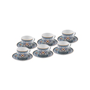 Set 12 Cani de Cafea Karaca Beylerbeyi, 80 ml, Portelan, Design Traditional Albastru - Img 3