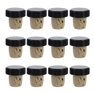 Set 12 Griffkorken Westmark pentru Sticle de Vin, Ulei si Otet, Naturkorken, HellbrauNegru