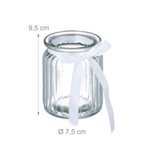 Set 12 Lumanari Decorative din Sticla cu Fundita, Transparent - Img 4