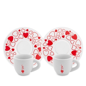 Set 2 Cesti Moka Bialetti Y0TZ021 din Portelan, AlbRoz, cu Suport