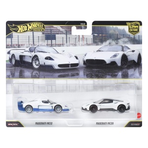 Set 2 Masini Die-Cast Hot Wheels Premium Maserati MC12 si MC20, Metal, 164