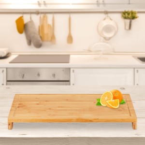 Set 2 Placi de Taiat Relaxdays din Bambus, Rutschfest, XXL, 52x29 cm - Img 2