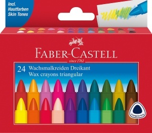 Set 24 Creioane cerate Faber-Castell Dreikant, ergonomice, rezistente la apa