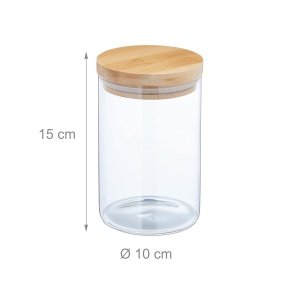 Set 3 Borcane Sticla cu Capac Bambus, 800 ml, Transparent - Img 4