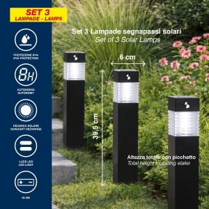 Set 3 Lanterne Solare BEPER P207ILO030 pentru Gradina, IP44, Autonomie 8 Ore - Img 3