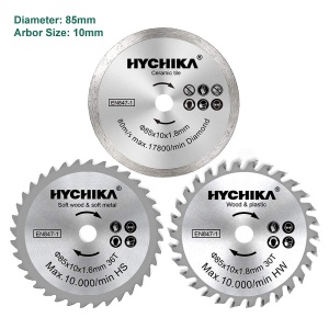 Set 3 panze circulare HYCHIKA M1Y-DU05-85, diametru 85 mm, 4500 RPM, pentru lemn, metal si ceramica - Img 2