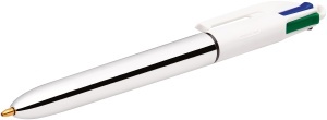 Set 3 Stilouri BIC 4 Culori Shine, Reincarcabile, Cu Accente Aurii si Argintii - Img 3