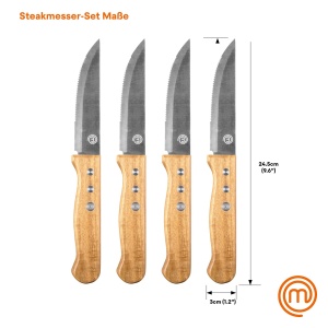 Set 4 Cutite pentru Friptura MasterChef, Inox si Acacia, 12.5 cm, Design Elegant - Img 5