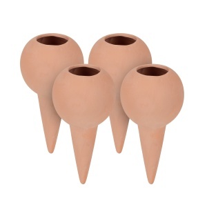 Set 4 Ghiuvete Automate pentru Udat Plante, Relaxdays, Terracotta, Compatibile cu Sticle PET