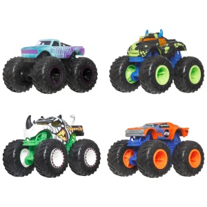 Set 4 Masini Monster Truck Hot Wheels 164 cu Roti Mari si Design Atractiv