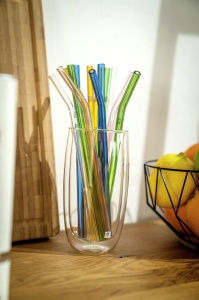 Set 4 Paie din Sticla ZWILLING Sorrento Reutilizabile 23 cm Multicolore Cu Perie de Curatare - Img 6