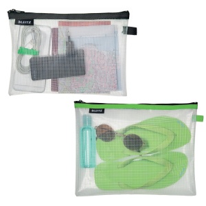 Set 4 Pungi Zip Leitz WOW Traveller, Transparent, SML, Culoare PinkNegruVerdeAlbastru - Img 3