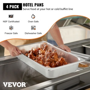 Set 4 recipiente VEVOR Gastronorm din inox cu capac 13L antiaderente pentru catering si bufet - Img 2